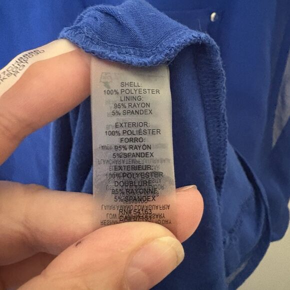 Calvin Klein Royal Regatta Blue Chiffon Overlay Short Sleeve Top 1X Plus - Picture 5 of 7